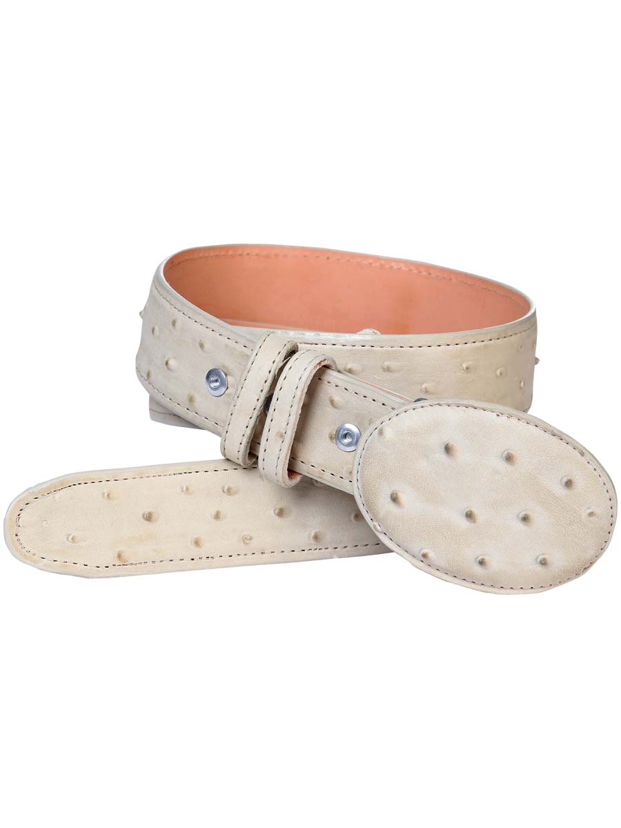 Men's Cowboy Belt - Imitation Ostrich - Bone 700