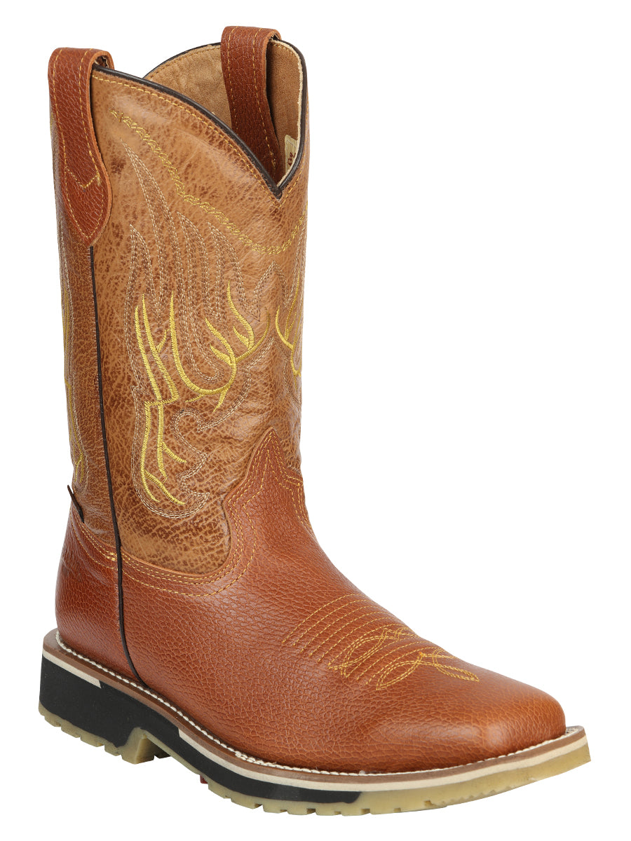 Establo Men’s Rodeo Boot - Bovine Grizzly Leather in Honey 41540