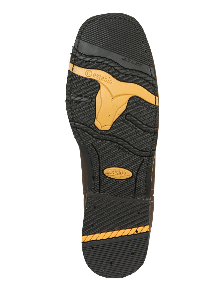 Establo Men’s Rodeo Boot - Crazy Leather Tan with Steel Toe  41544