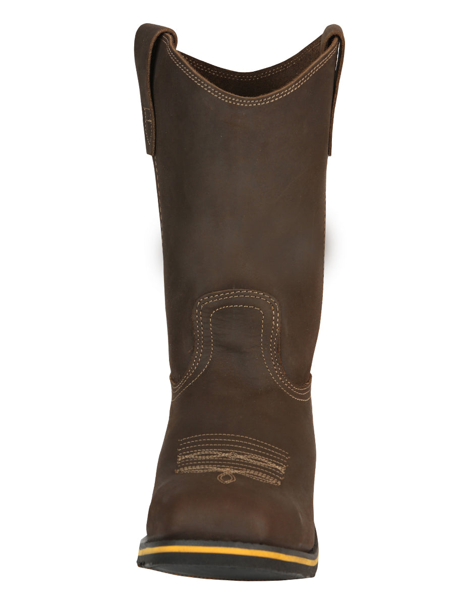 Establo Men’s Rodeo Boot - Crazy Leather Tan with Steel Toe  41544