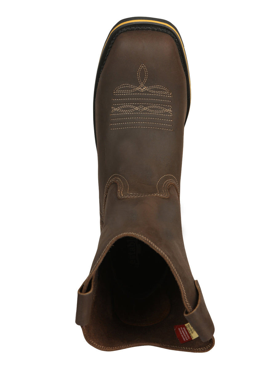 Establo Men’s Rodeo Boot - Crazy Leather Tan with Steel Toe  41544