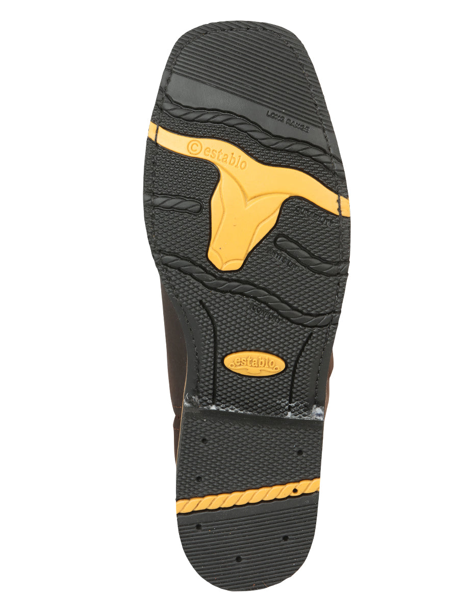 Establo Men’s Rodeo Boot - Crazy Leather Chocolate with Steel Toe  41545