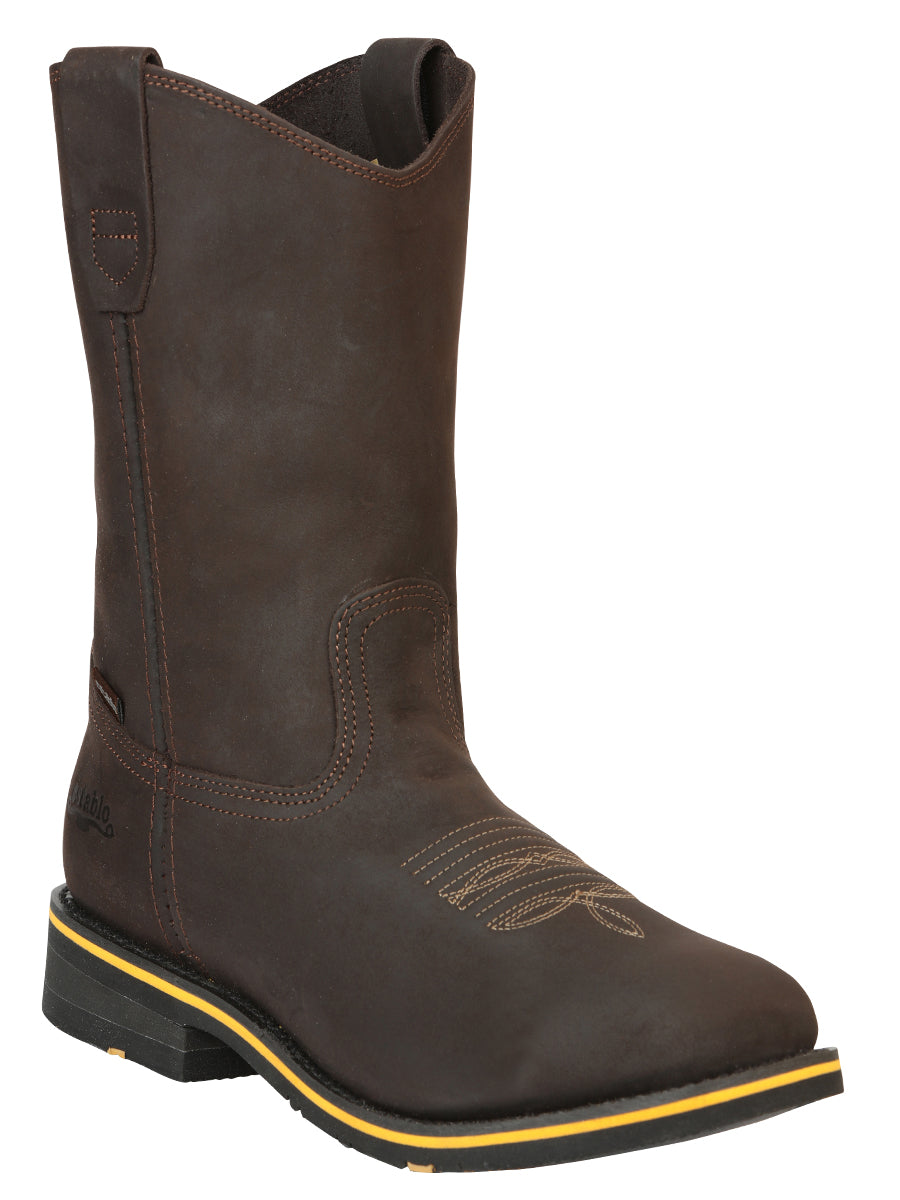 Establo Men’s Rodeo Boot - Crazy Leather Chocolate with Steel Toe  41545