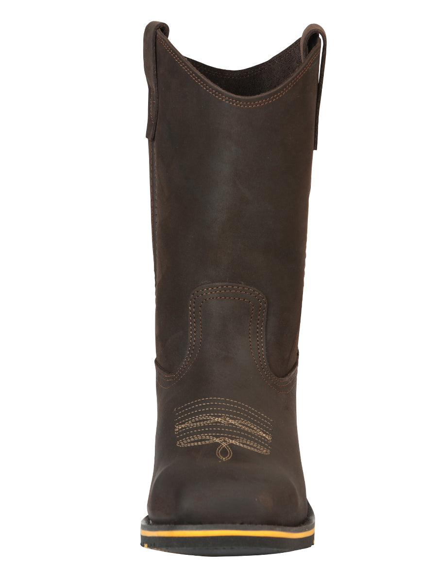 Establo Men’s Rodeo Boot - Crazy Leather Chocolate with Steel Toe  41545