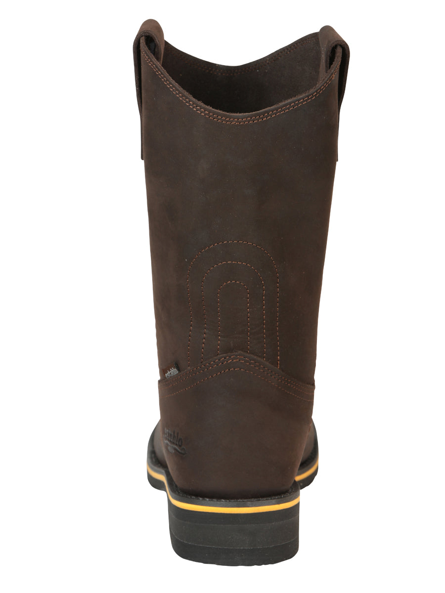 Establo Men’s Rodeo Boot - Crazy Leather Chocolate with Steel Toe  41545