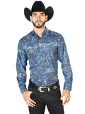Blue Casual Long Sleeve Shirt 43859