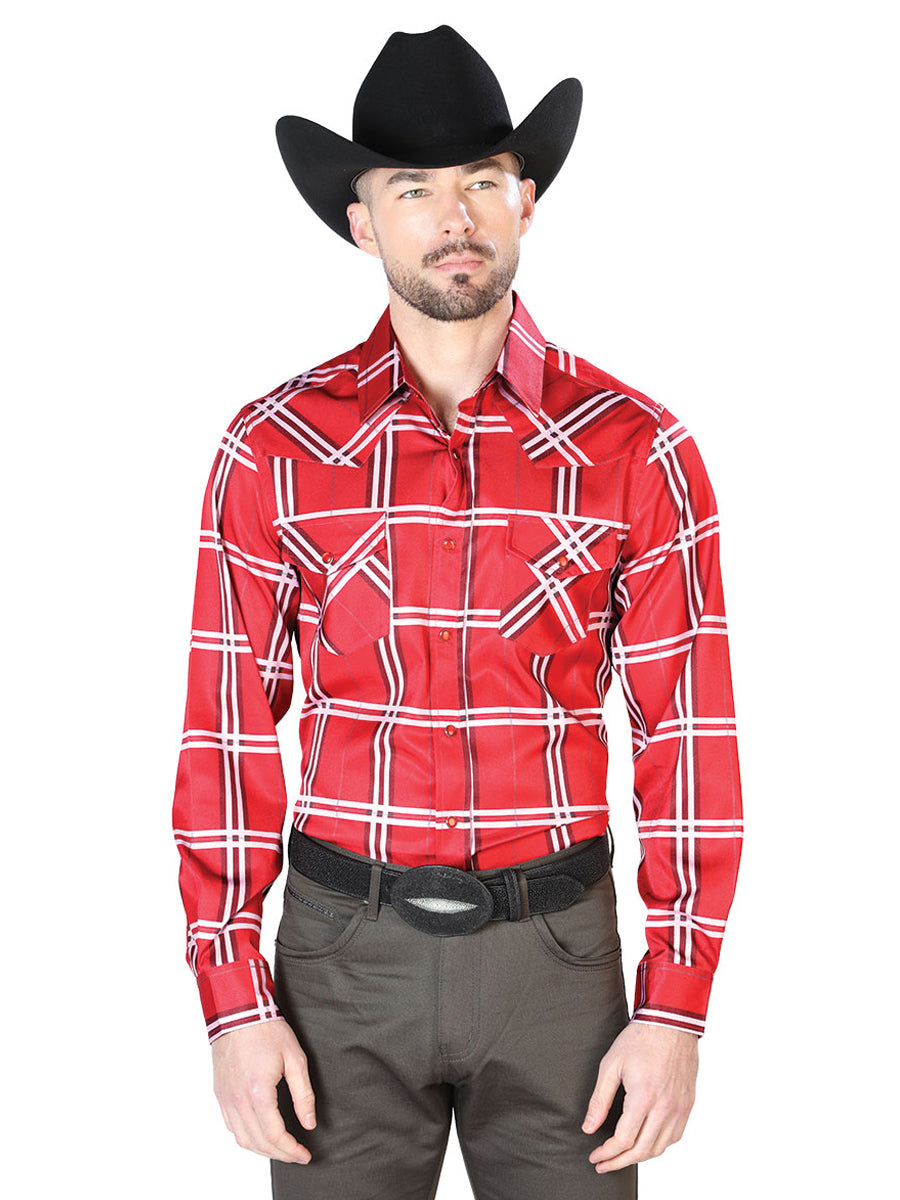 Red With Stripes Casual Long Sleeve Shirt 43928