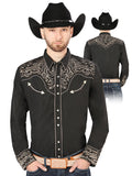 El General Embroidery Western Shirt Black/Gold 44198