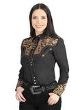 Senor De Los Cielos Embroidery Shirt Black/Gold 44341