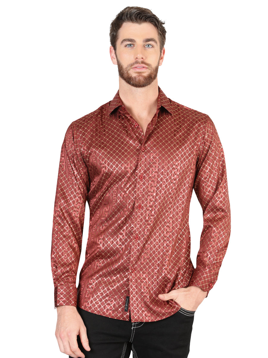 El General Burgundy Casual Long-Sleeve Shirt 44552