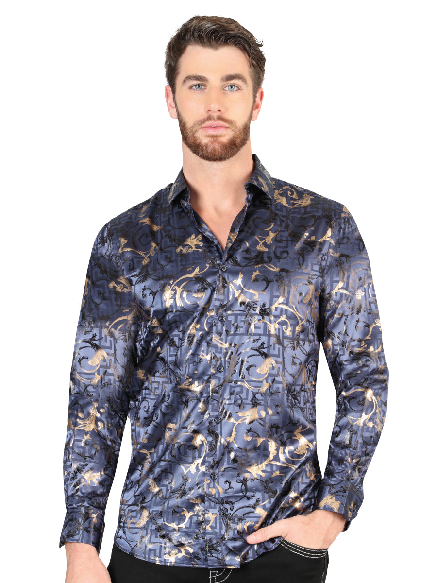 El General Navy Blue Casual Long-Sleeve Shirt 44589
