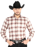 El General - Casual Long Sleeve Shirt - Orange/Beige 44699