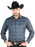 El General - Casual Long Sleeve Shirt - Gray/Blue 44706