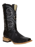 El General Men's Exotic Lizard Rodeo Cowboy Boots - Black 45069