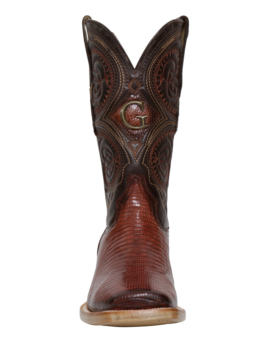 El General Men's Exotic Lizard Rodeo Cowboy Boots - Cognac  45071