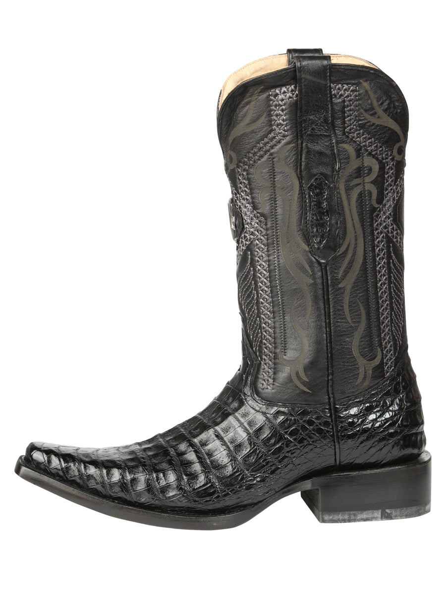 El General Men's Exotic Caiman Belly Cowboy Boots - Black 45078