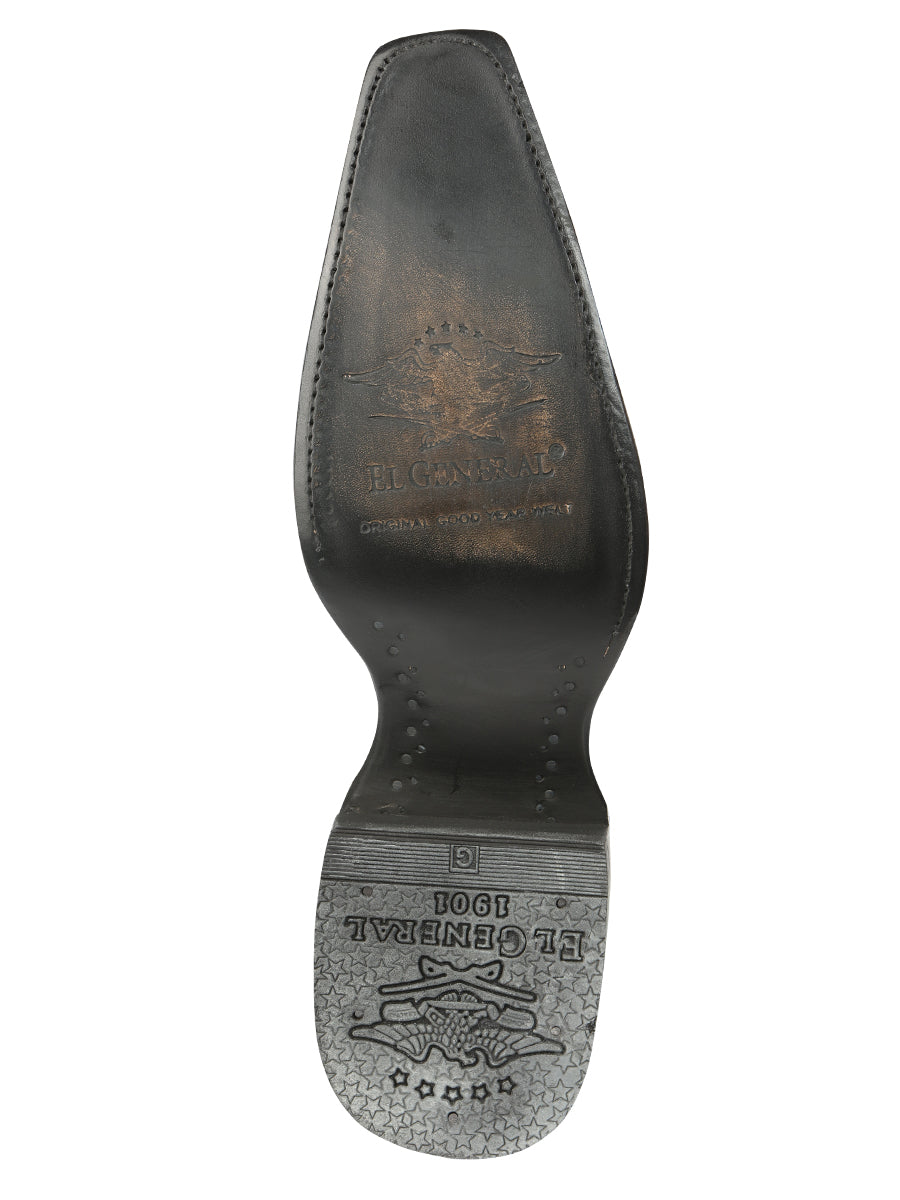 El General Men's Exotic Caiman Belly Cowboy Boots - Black 45078