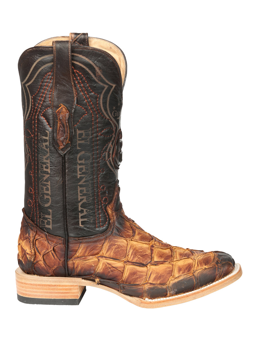 El General Men's Exotic Monster Fish Rodeo Cowboy Boots - Cognac  45085