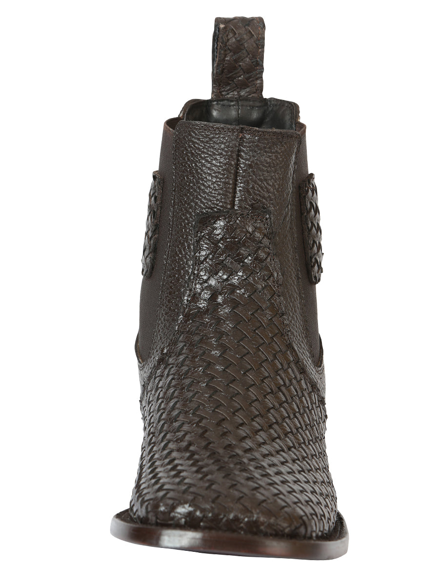 El General Men’s Rodeo Brown Petatillo Woven Ankle Boots 45177