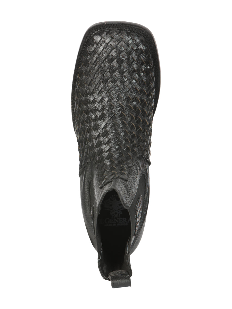 El General Men’s Rodeo Black Petatillo Woven Ankle Boots 45181