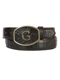 El General Exotic Ostrich Leg Western Belt - Brown 45301