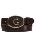 El General Exotic Lizard Leather Cowboy Belt - Brown 45302