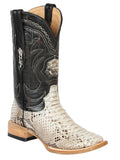 El General Men's Exotic Python Leather Cowboy Boots - Natural  45501
