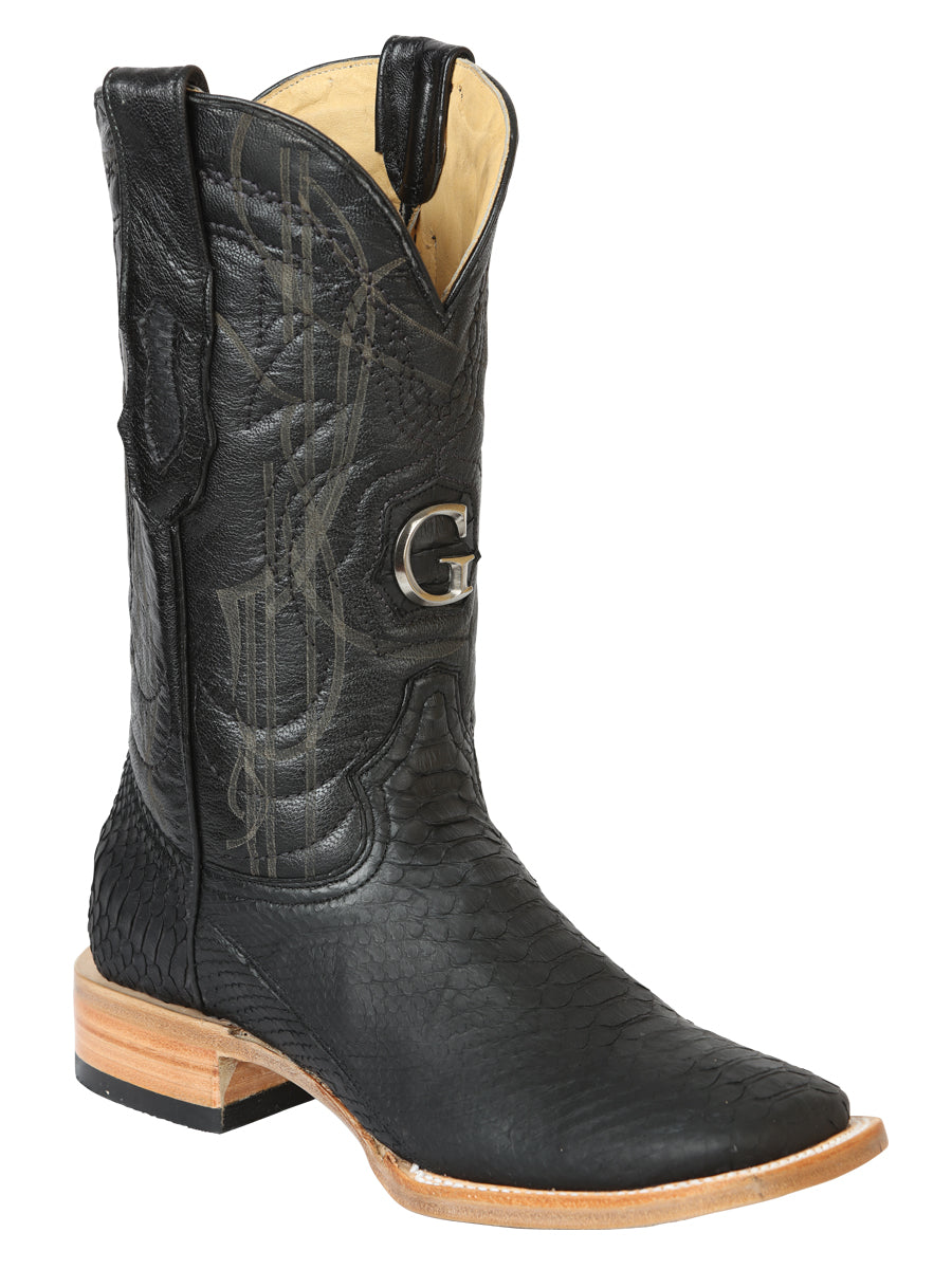 El General Men's Exotic Python Rodeo Boots - Black 45503
