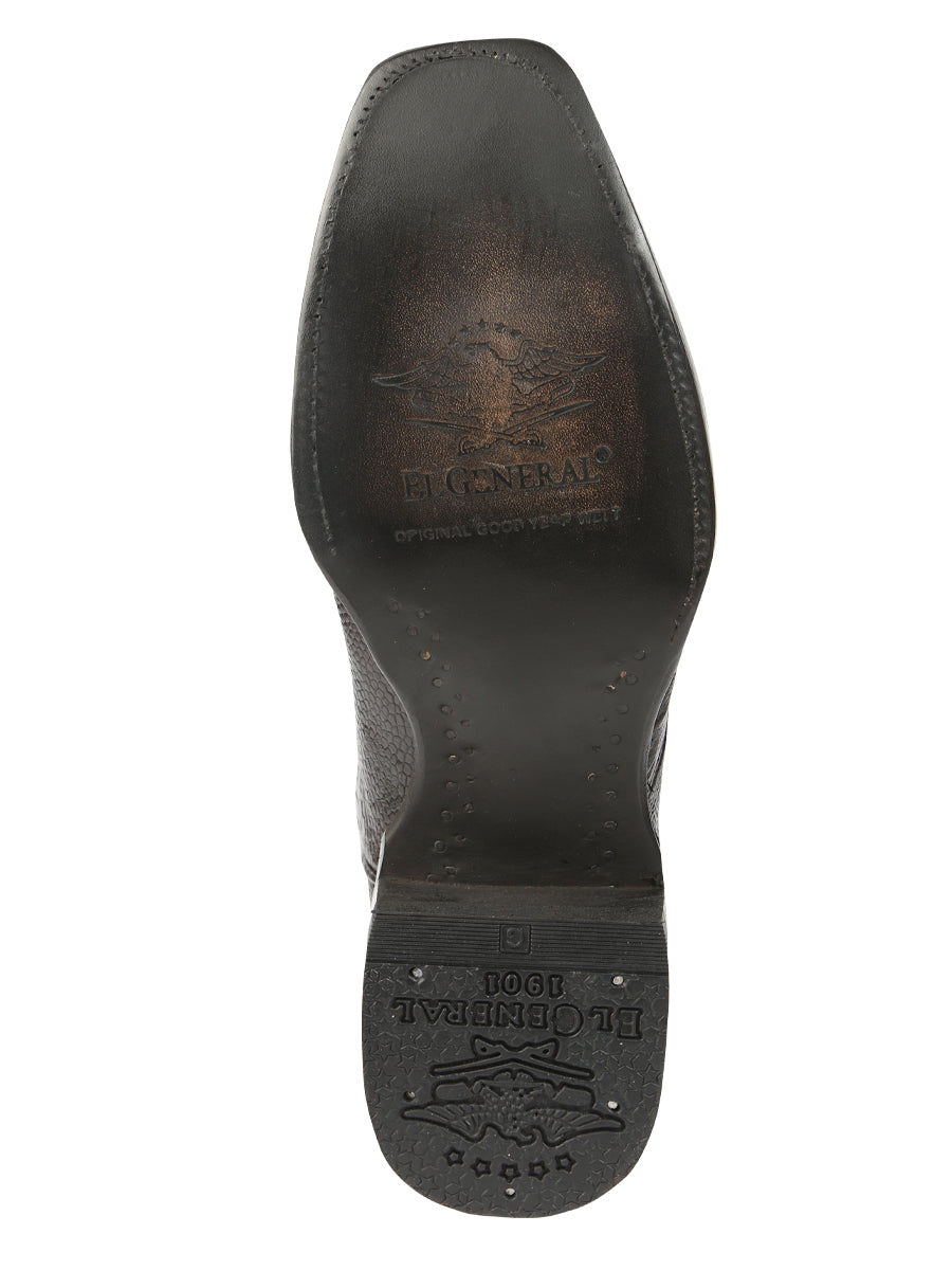 El General Men's Exotic Ostrich Leg Cowboy Boots - Brown 45511