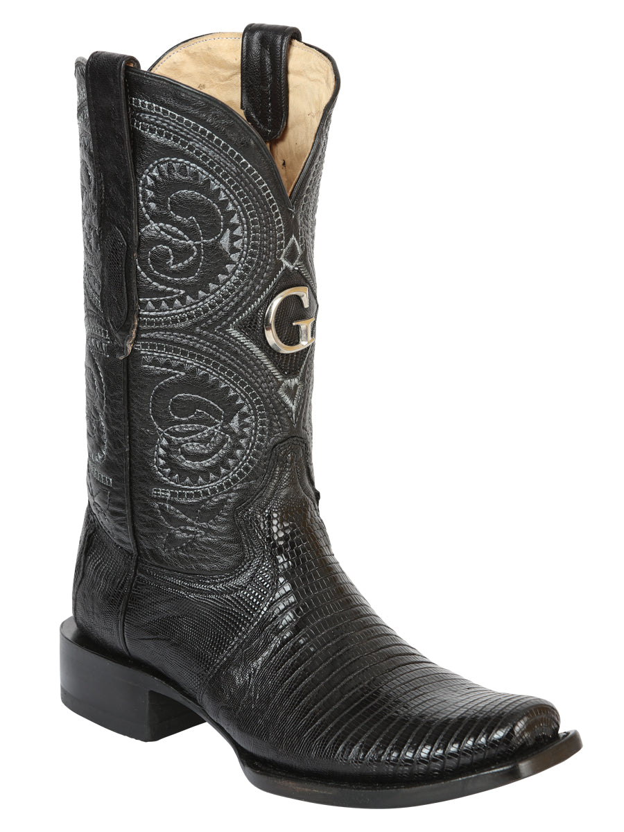 El General Men's Exotic Lizard Cowboy Boots - Black 45512