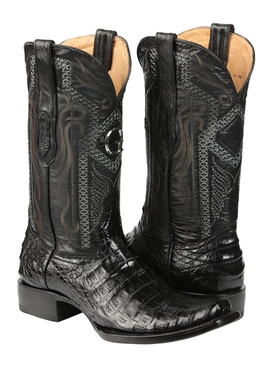 El General Men's Exotic Caiman Belly Cowboy Boots - Black 45518