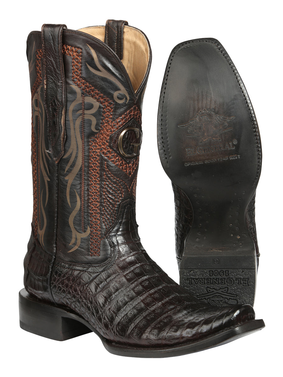 El General Men's Exotic Caiman Belly Cowboy Boots - Brown 45519