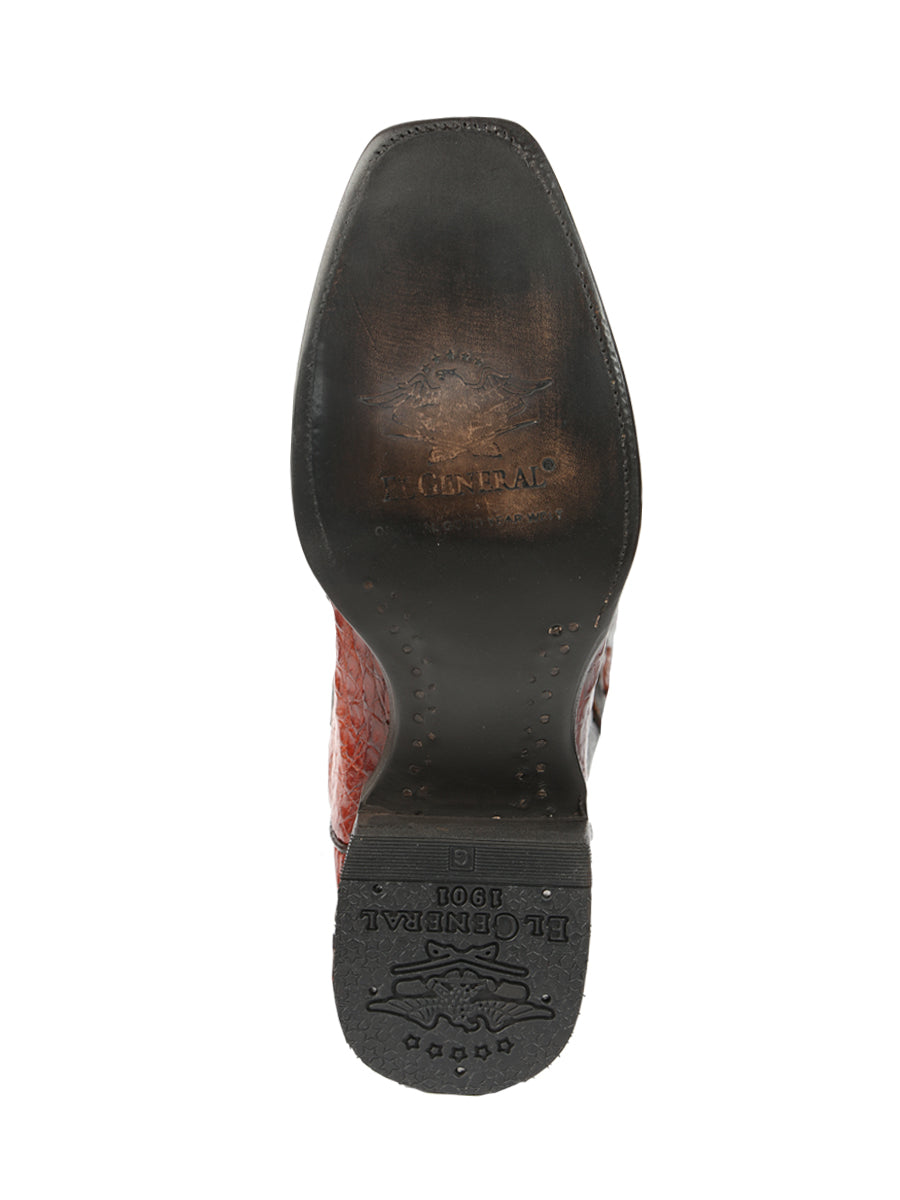 El General Men's Exotic Caiman Belly Cowboy Boots - Cognac  45520