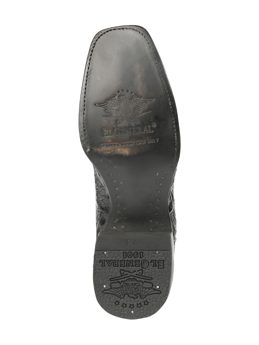 El General Men's Exotic Caiman Nuca Cowboy Boots - Black 45521