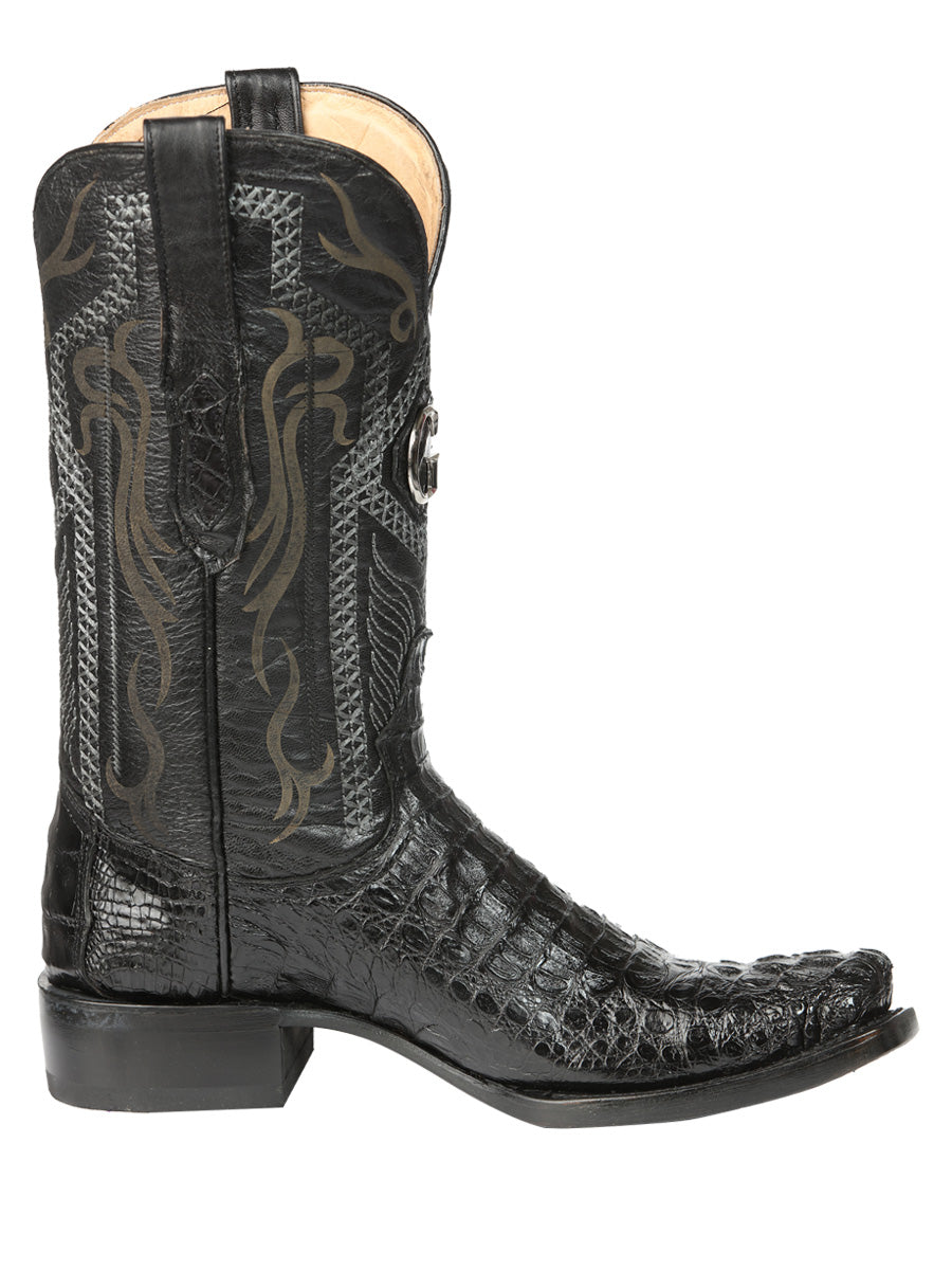 El General Men's Exotic Caiman Nuca Cowboy Boots - Black 45521