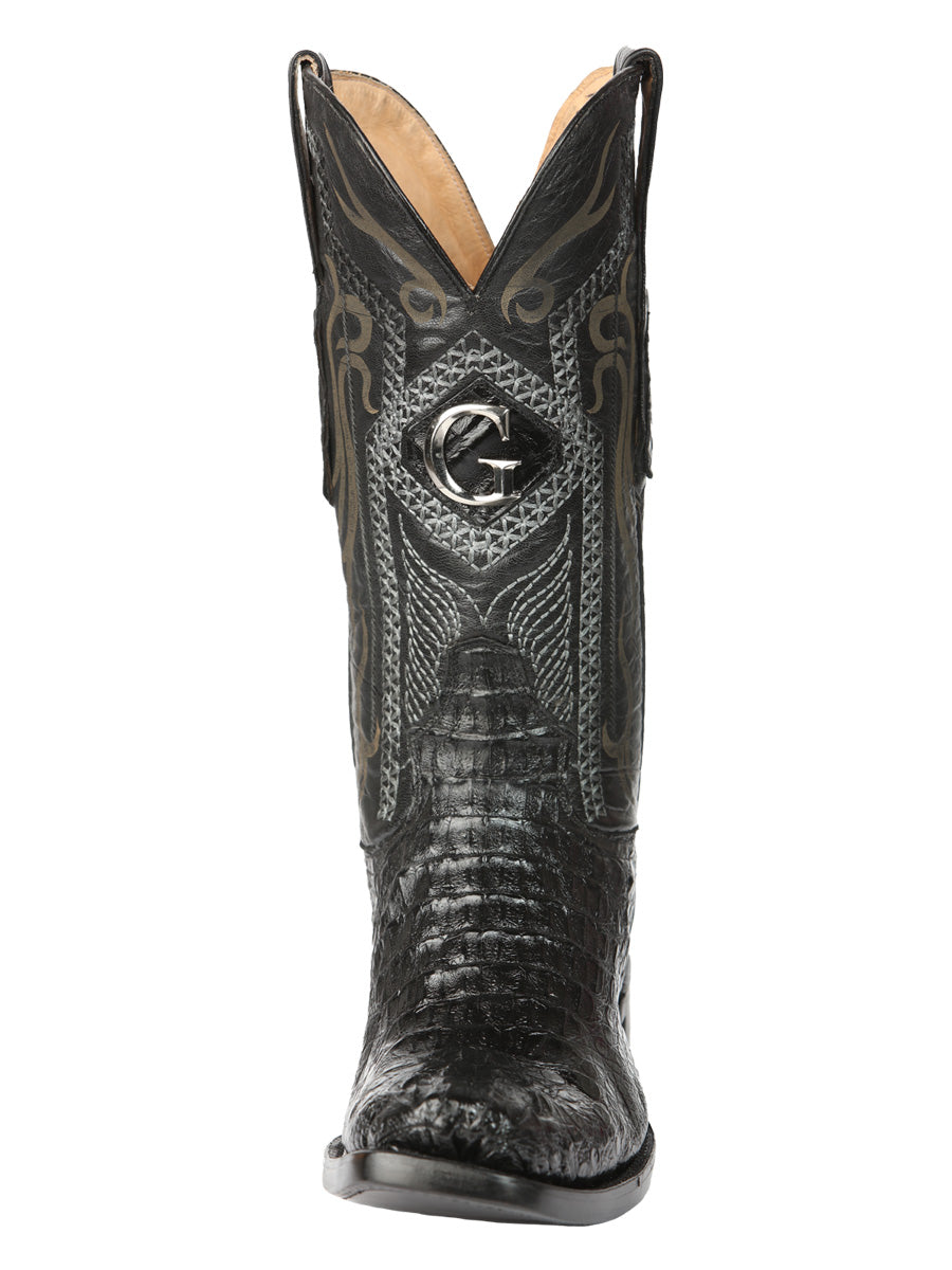 El General Men's Exotic Caiman Nuca Cowboy Boots - Black 45521