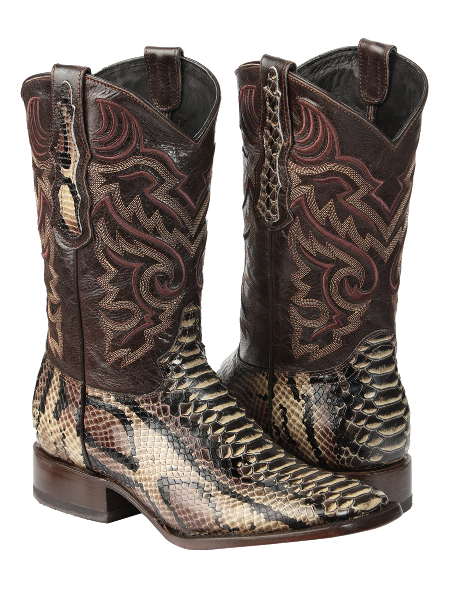 El General Men’s Python Imitation Rodeo Boots - Brown 45528