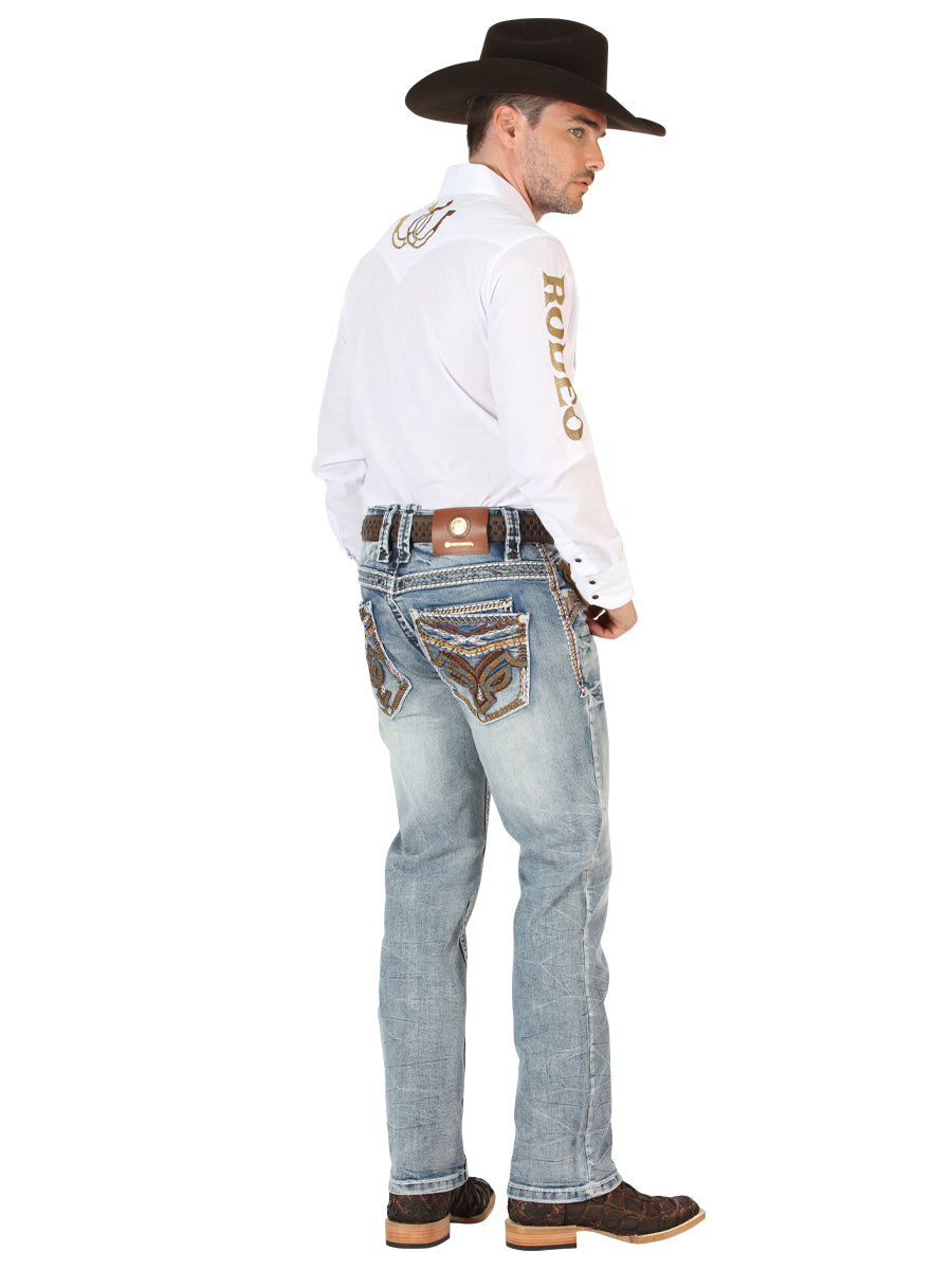 Centenario Men's Premium Denim Boot Cut Pants - Dark Blue 45530