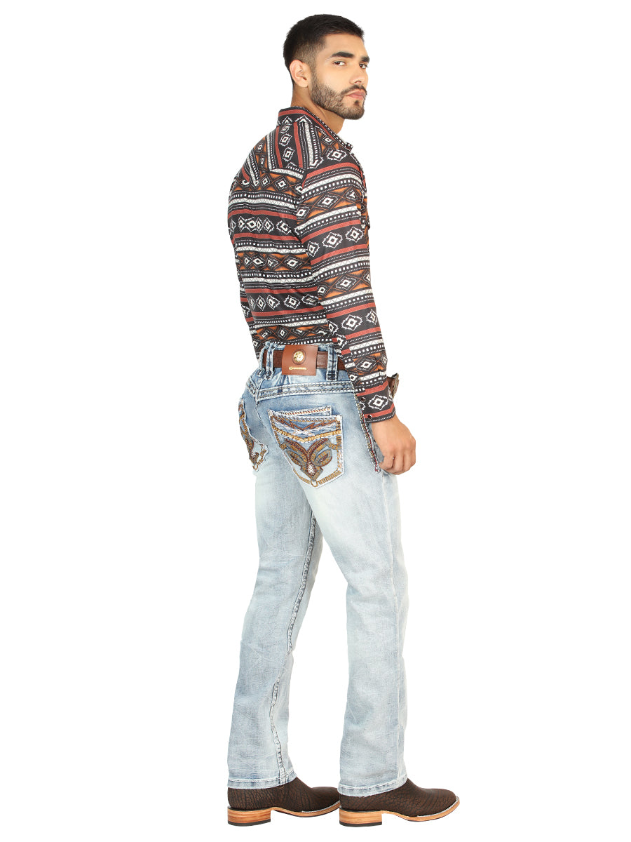 Centenario Men's Premium Denim Boot Cut Pants - Light Blue 45531