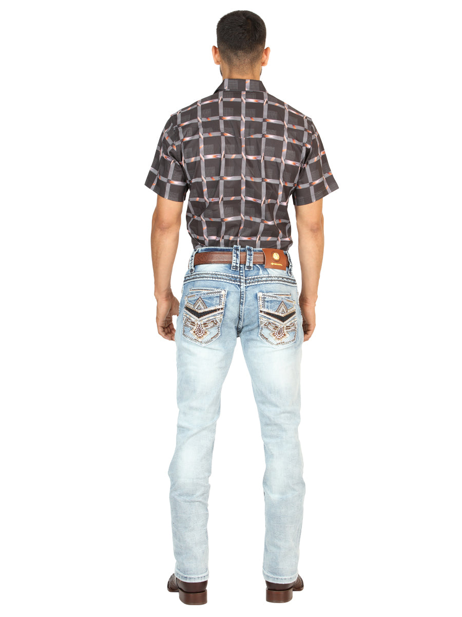 Centenario Men's Premium Denim Boot Cut Pants - Medium Blue  45533