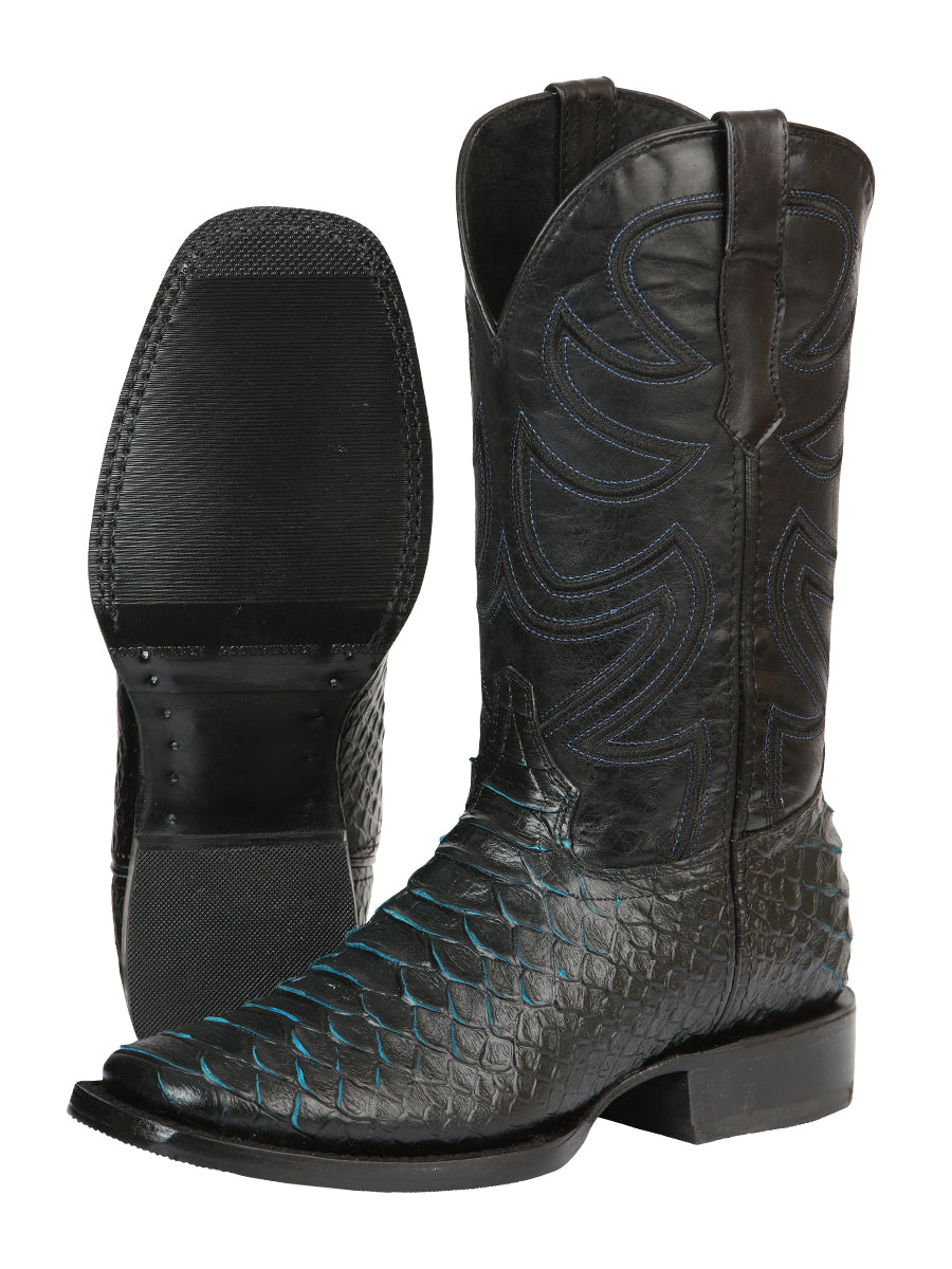 El General Men’s Rodeo Boot Imitation Python - Black/Blue 45564