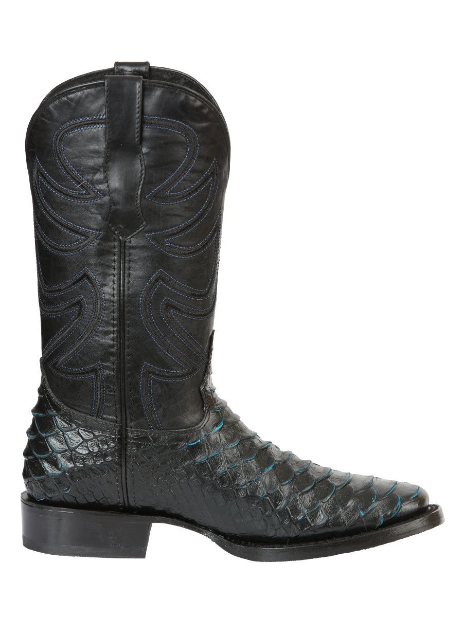 El General Men’s Rodeo Boot Imitation Python - Black/Blue 45564