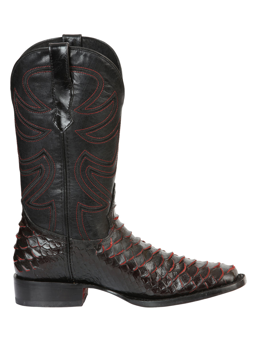 El General Men’s Rodeo Boot Imitation Python - Black/Red 45565