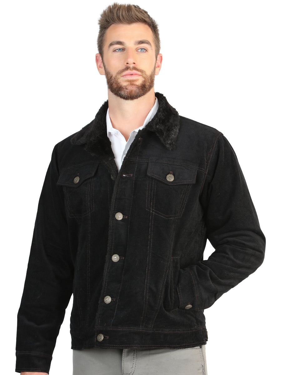 El General Men’s Black Corduroy Sherpa-Lined Jacket 45631