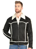 El General Men’s Black Suede Sherpa-Lined Jacket 45633