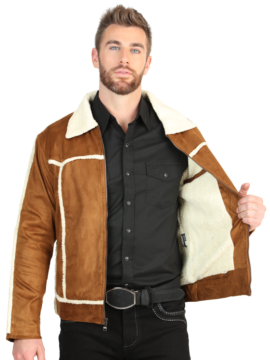 El General Men’s Tan Suede Sherpa-Lined Jacket 45634