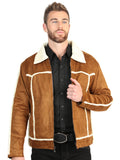 El General Men’s Tan Suede Sherpa-Lined Jacket 45634