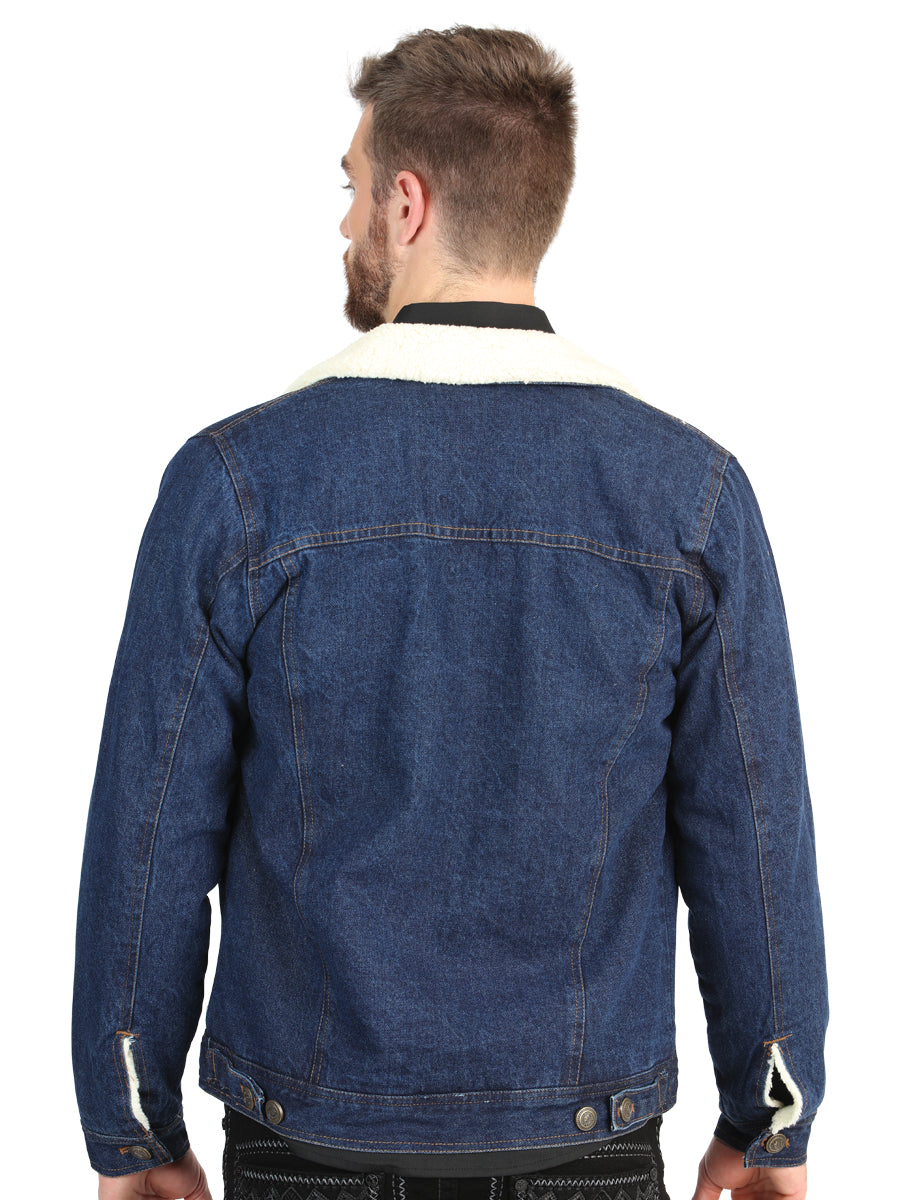 El General Men’s Dark Blue Denim Sherpa-Lined Jacket 45640