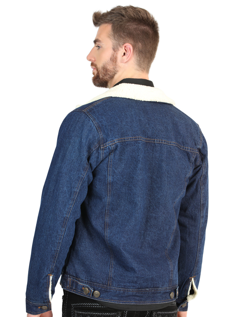 El General Men’s Dark Blue Denim Sherpa-Lined Jacket 45640