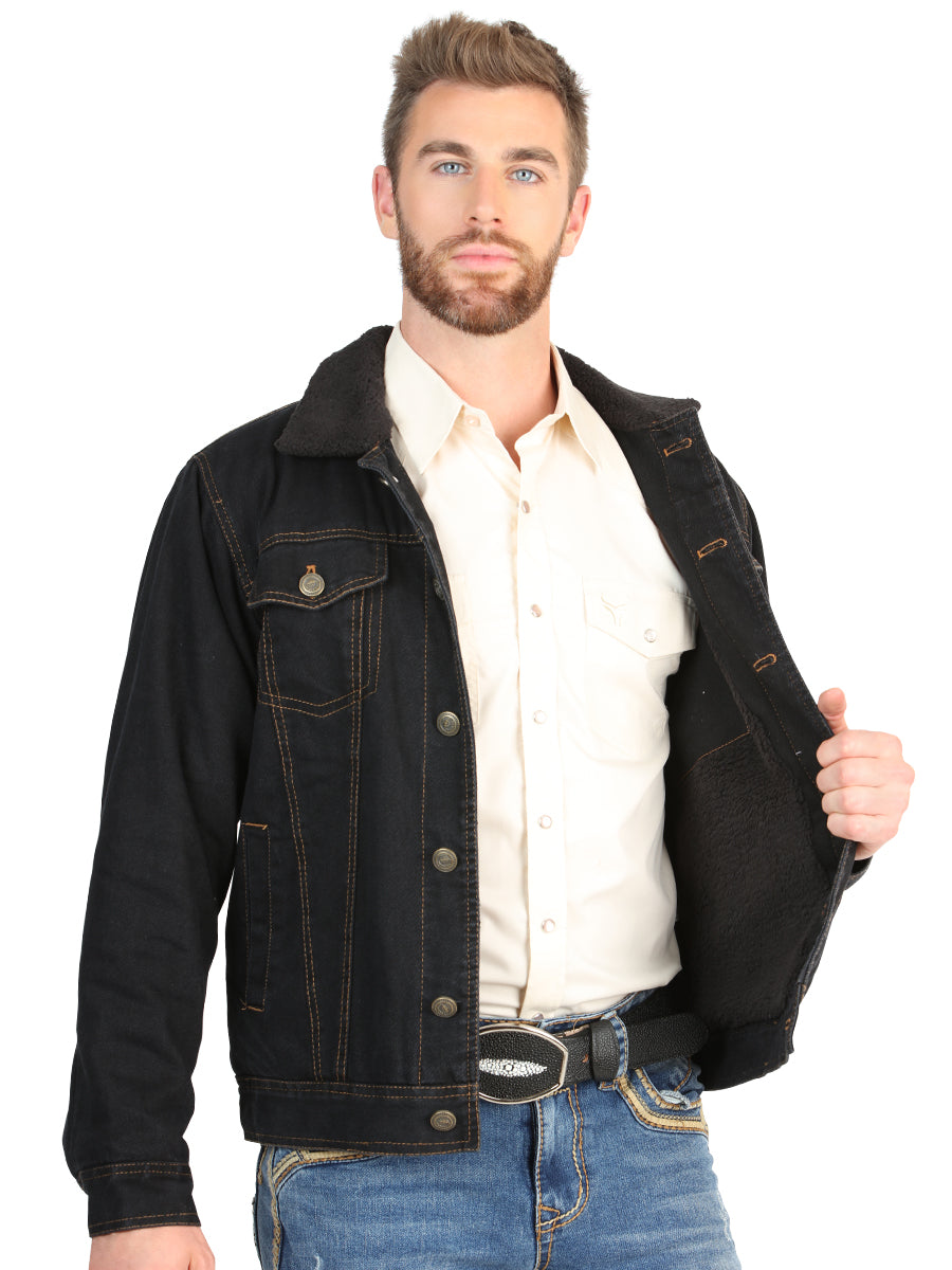 El General Men’s Black Denim Sherpa-Lined Jacket 45641